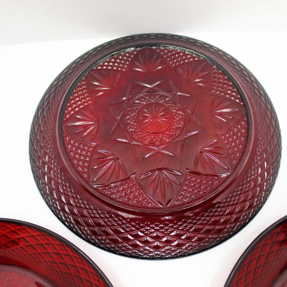 Vintage Crystal D'Arques Durand Ruby Red Plates Set of 3 - Picture 6 of 6